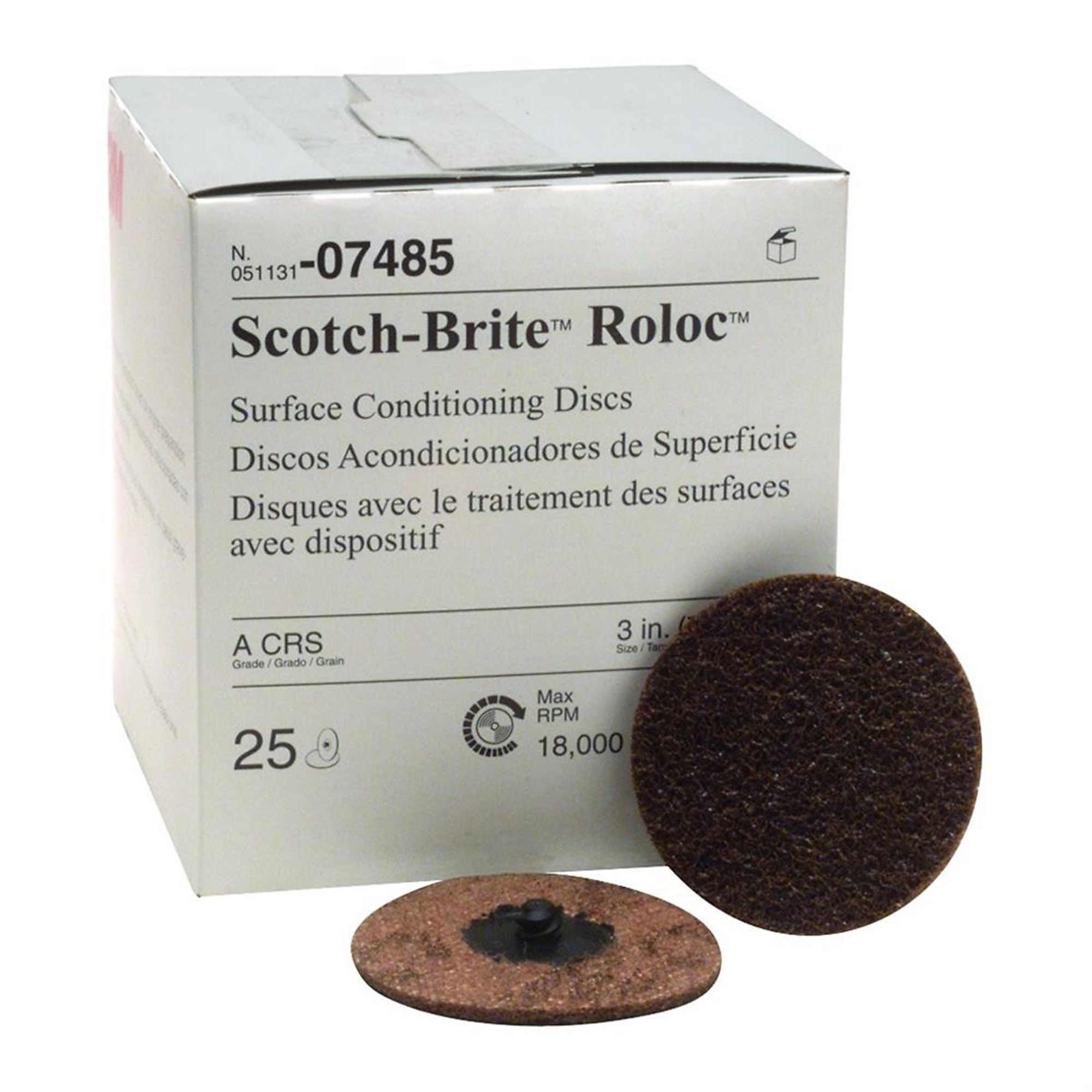 3M Roloc Disc — 3in., Brown, 25 Pcs, Model# MMM7485